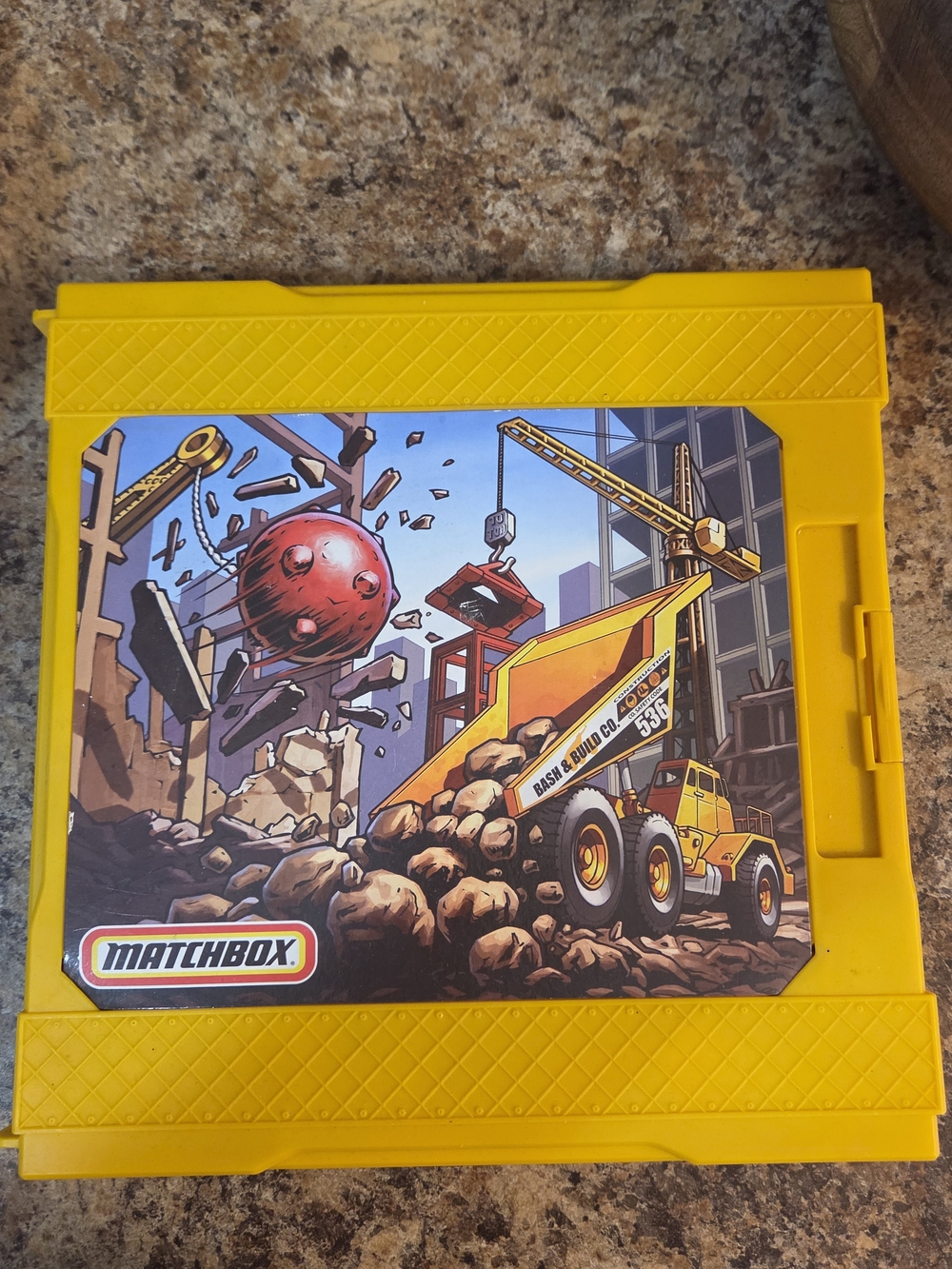# 365 Matchbox Yellow Construction Case with Dump Truck Art Set.